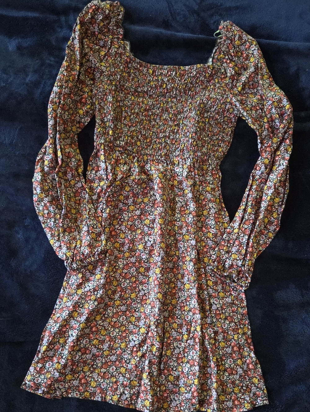 Target Art Class Girls Floral Smocked Long Sleeve Dress - Size M 7/8